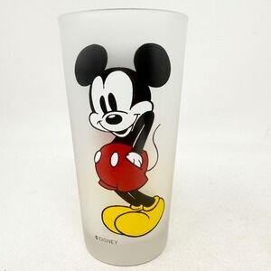 Vintage Monkeys of Melbourne Frosted Glass Mickey Mouse Standing Tumbler Disney